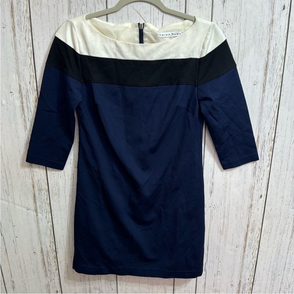 NWT Trina Turk Navy and Cream Colorblock Dress